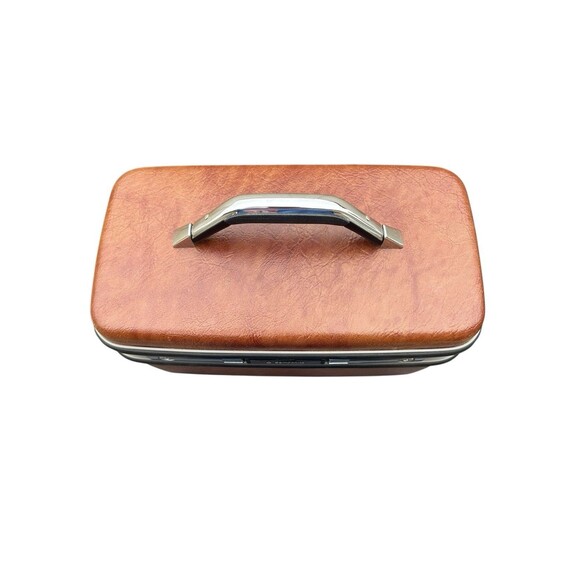 Vintage Samsonite Sentry Brown Hard Train Make up Case w/ Full Mirror Tray Key - Picture 5 of 11